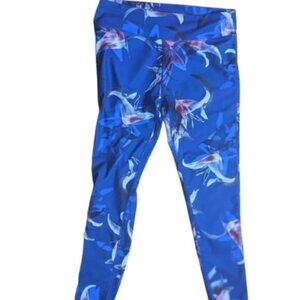 Blue Floral Leggings Fit Size Medium